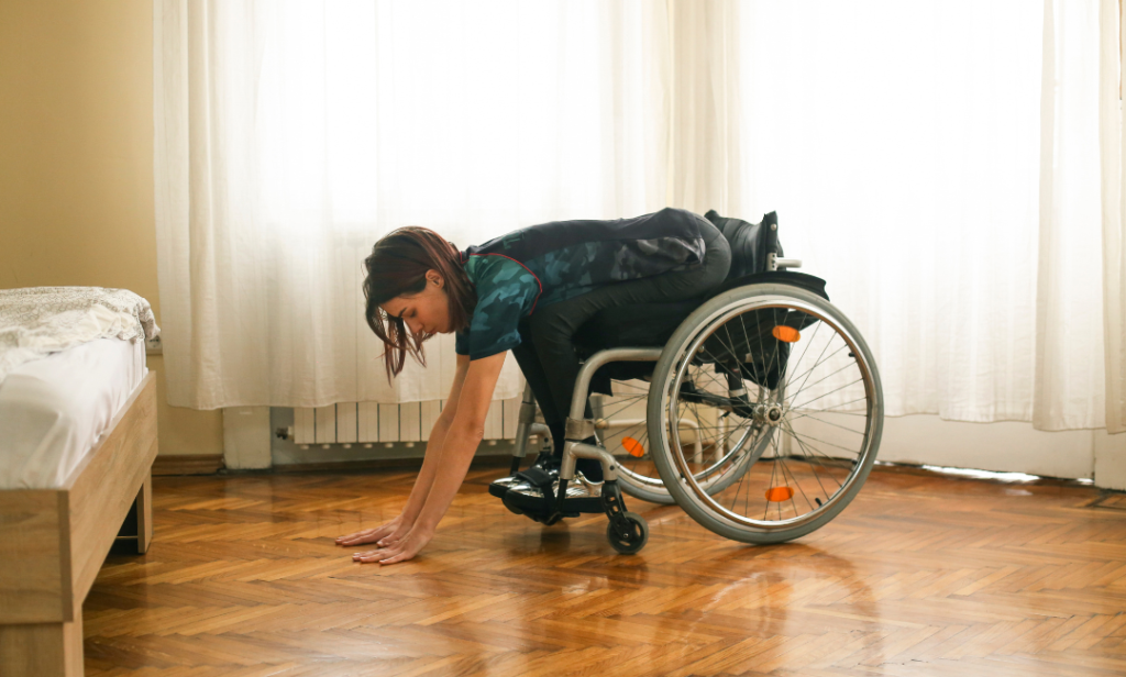 disabled person doing stretch